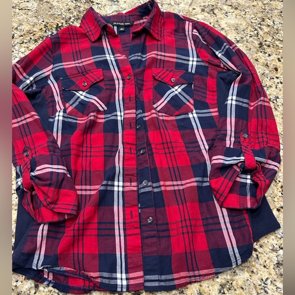 EUC Zac and Rachel Red Plaid Shirt 1X - Picture 1 of 5